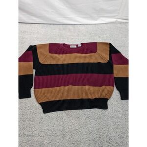 Vintage Aureus Chunky Knit Sweater Made in Hong Kong Mens Medium Rugby Striped